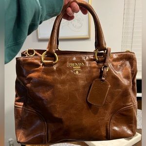 PRADA Vitello Shine Tote Bag Palissandro